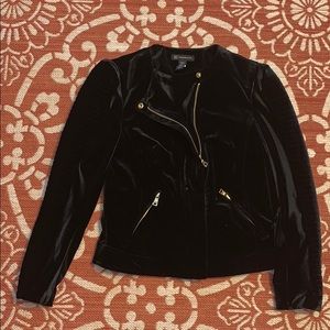 Black velvet motorcycle jacket, size small.